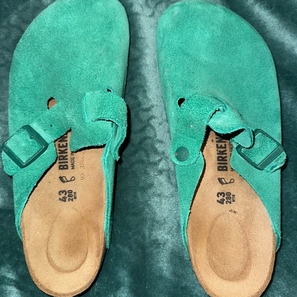Birkenstock Women's Green Suede Clogs